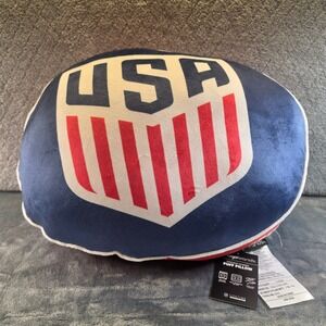 Logo Brands US Soccer Puff Pillow Navy Red White USA Crest Decorative Cushion